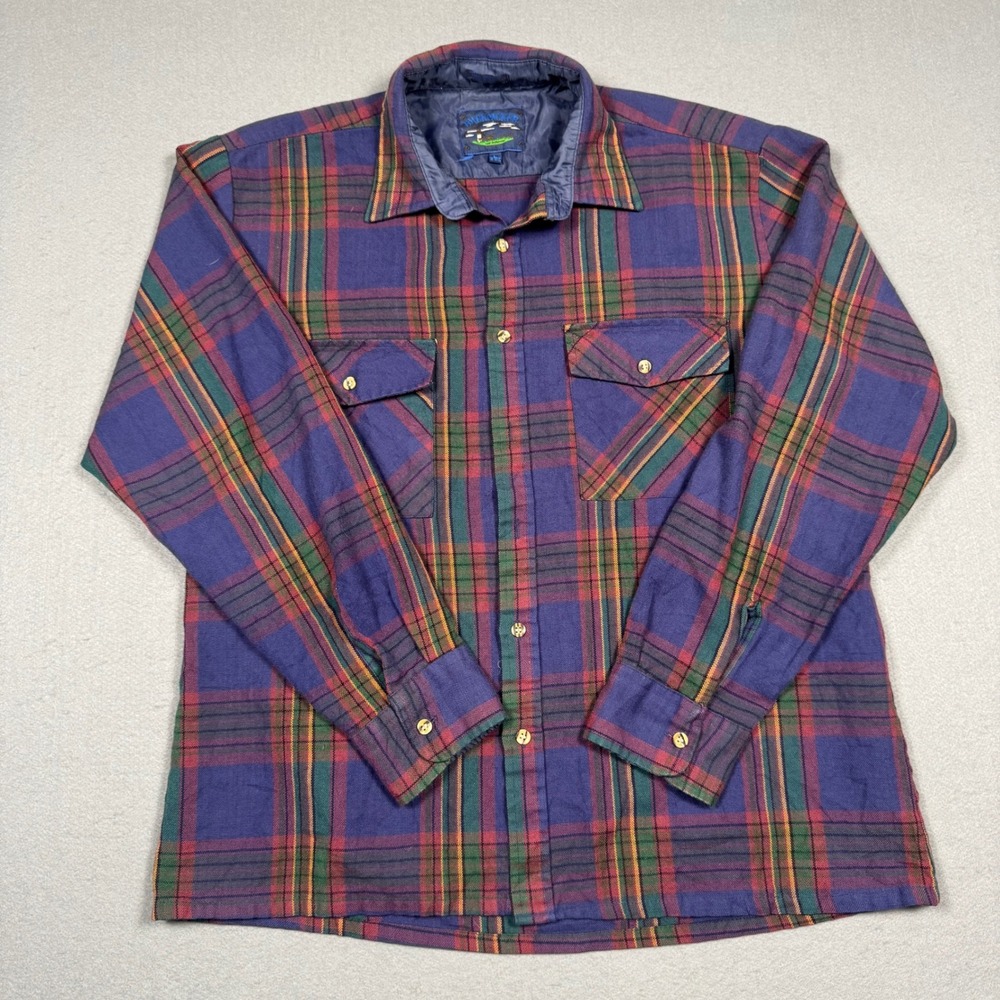 Backpacker Flannel Shirt Mens Large Blue Plaid Vintage Western Button Up L L/S